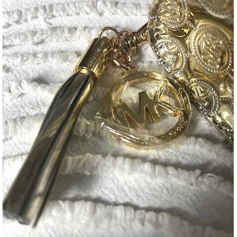 Michael Kors Gold Metallic Limited Edition‎ Makeup Bag Charm Pull READ
